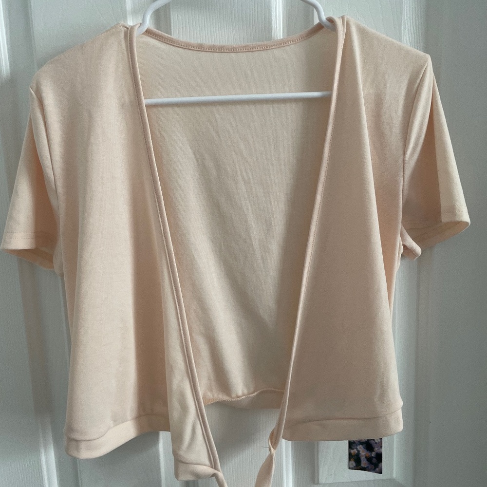 Womens Cream Cross Tie Shirt